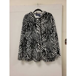Jane Ashley Woman 2X Hoodie Zebra Print Full Zip Up Jacket Plus Size Top